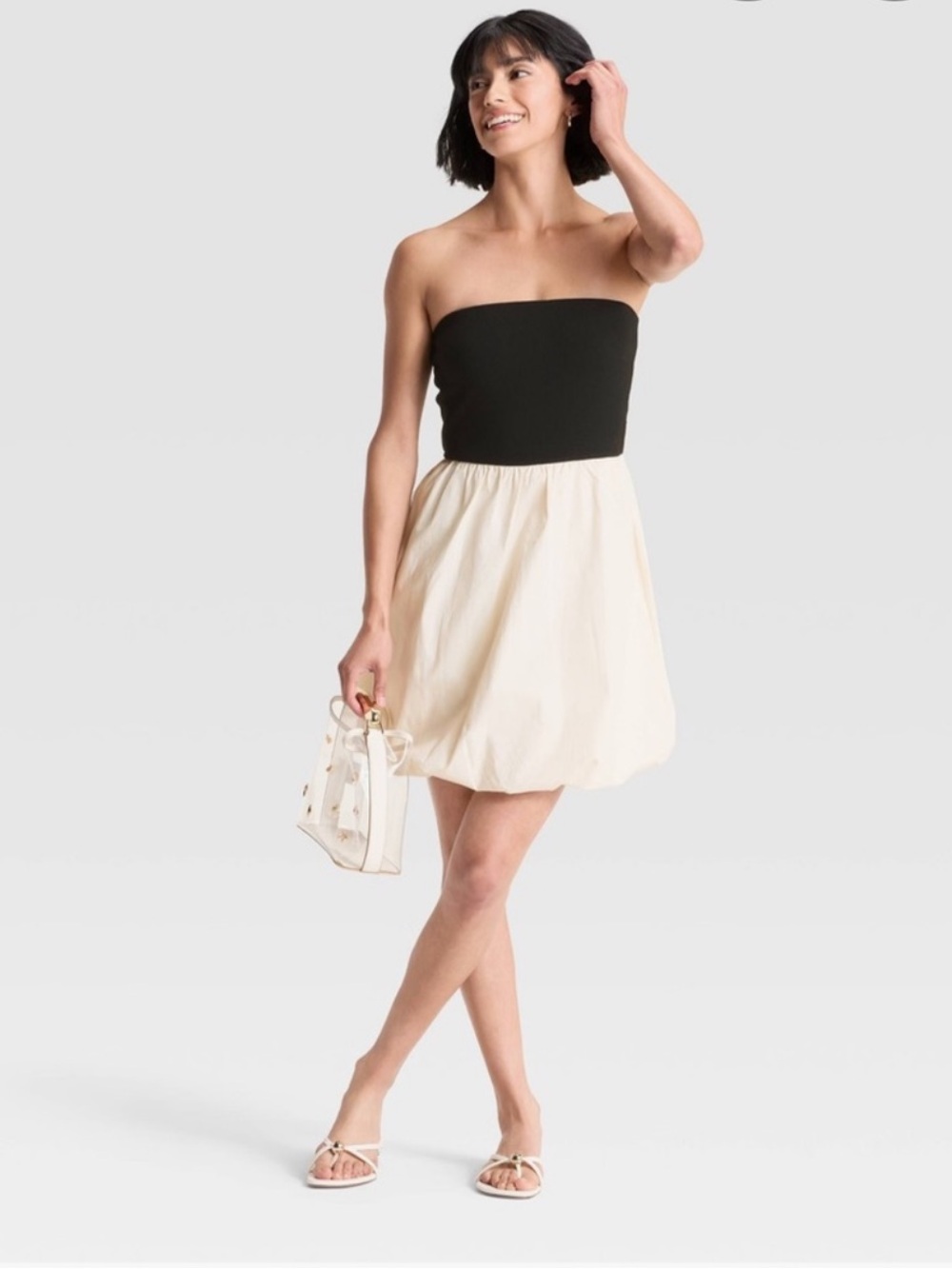 a new day Black Ribbed Knit with bubble hem, mini dress nwt